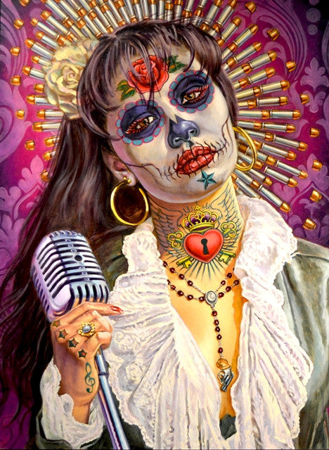 Amor Prohibido - Day of the Dead inspired portrait of Selena Quintanilla-Perez